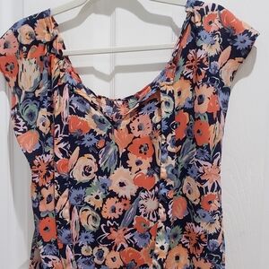Lauren Conrad Floral Dress in Coral and Navy